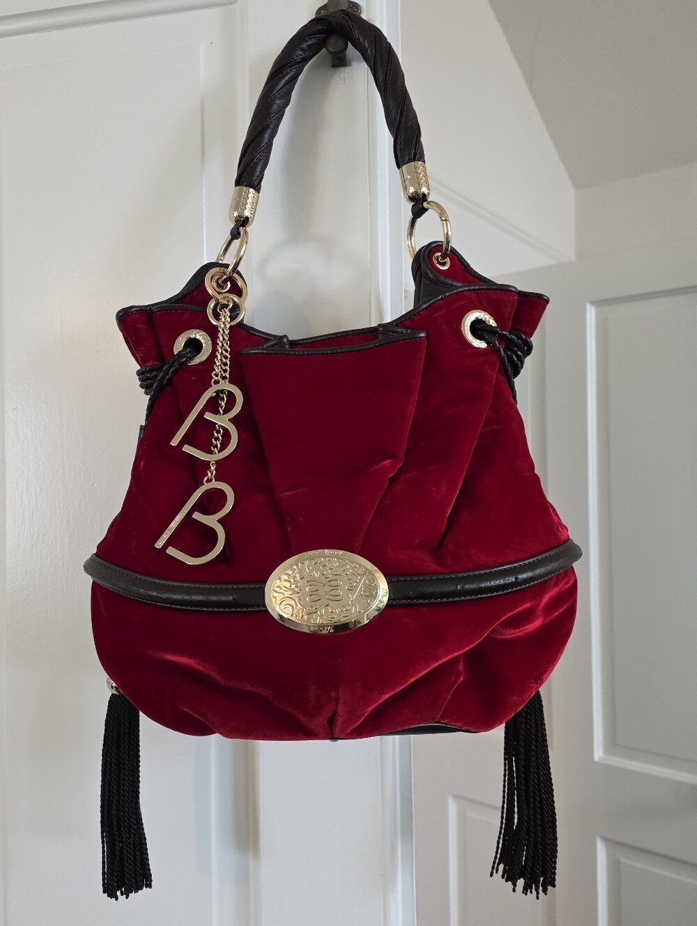 Authentic LANCEL BB Brigitte Bardot Red Velvet RARE